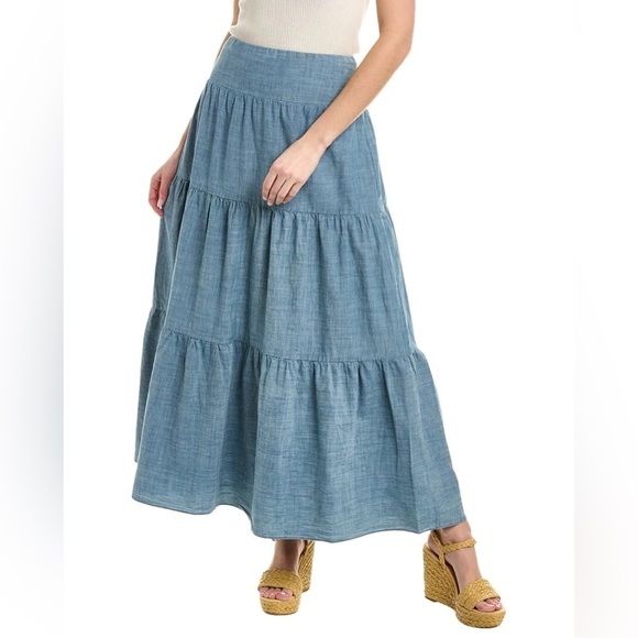 NWT J.McLaughlin Ophelia Skirt Light Denim Maxi Skirt size Large - Picture 1 of 8